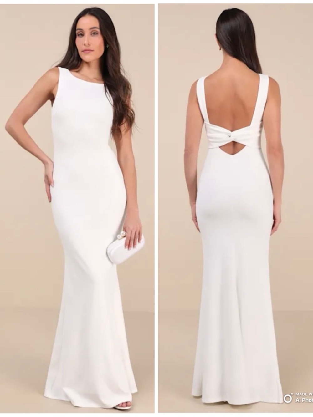 Lulus 2X Love In Your Eyes Ivory Knotted Mermaid Maxi Wedding Dress NWT